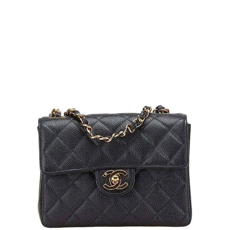 シャネル ココマーク チェーン ミニショルダーバッグ ブラック キャビアスキン レディース CHANEL 【中古】 CHANEL（シャネル） ココマーク チェーン ミニショルダーバッグ