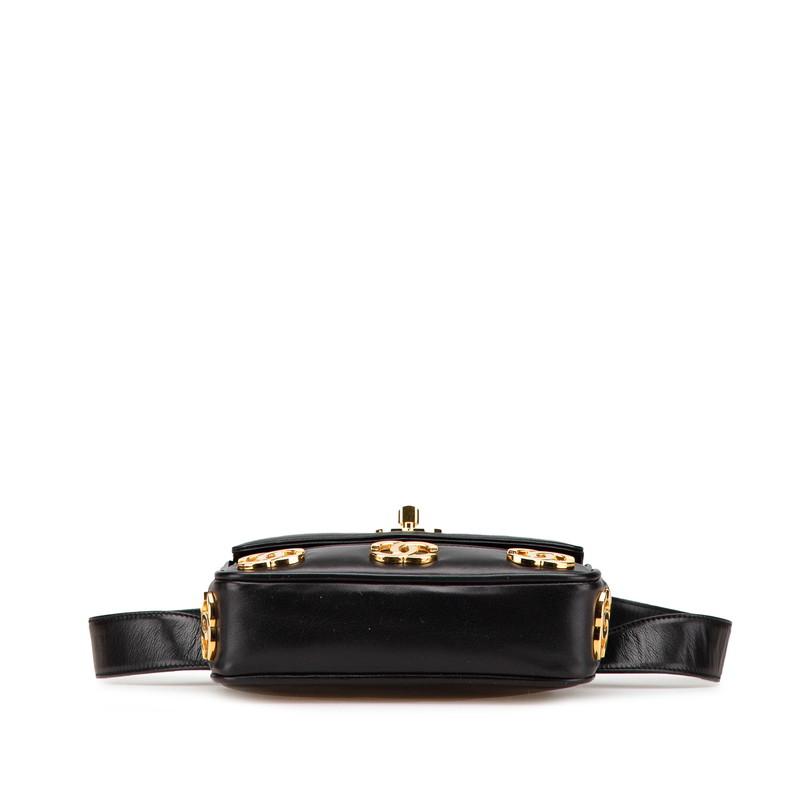 シャネル トリプルココマーク ショルダーバッグ ウエストバッグ 80/32 ブラック レザー レディース CHANEL 【中古】の画像