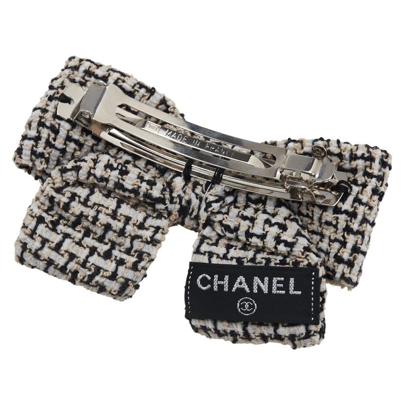 CHANEL ツイードリボン バレッタ ココマーク CHANEL（シャネル） ココマーク リボン バレッタ ホワイト ブラック