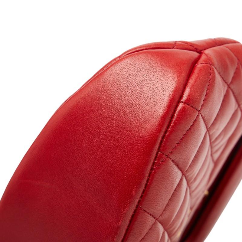 シャネル ココマーク マトラッセ チェーンショルダーバッグ ミニハンドバッグ 2WAY レッド ラムスキン レディース CHANEL 【中古】_4