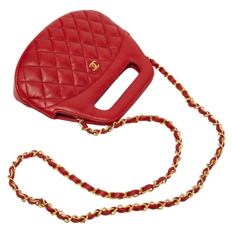 シャネル ココマーク マトラッセ チェーンショルダーバッグ ミニハンドバッグ 2WAY レッド ラムスキン レディース CHANEL 【中古】_7