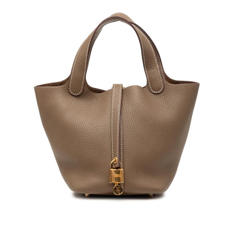 HERMES（エルメス） ピコタンロックPM ハンドバッグ ブラウン ゴールド 