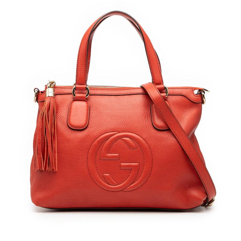 極美品希少】GUCCI インターロッキングソーホーエナメルハンドバッグ 
