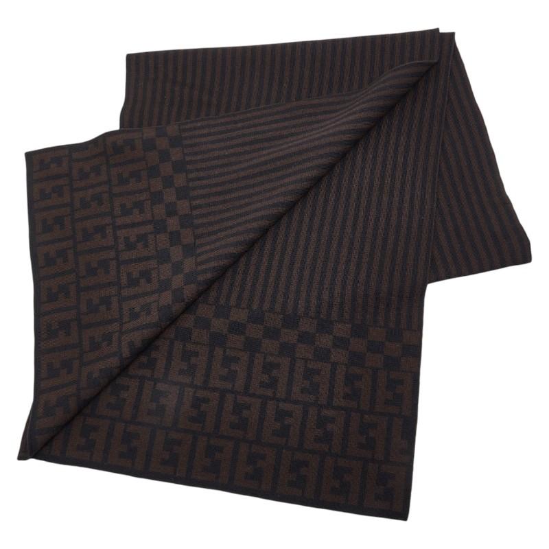 フェンディ ズッカ マフラー ブラウン ブラック ウール レディース FENDI 【中古】_1