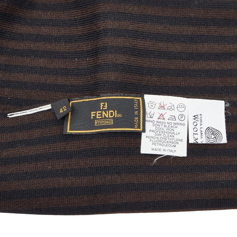 フェンディ ズッカ マフラー ブラウン ブラック ウール レディース FENDI 【中古】_2