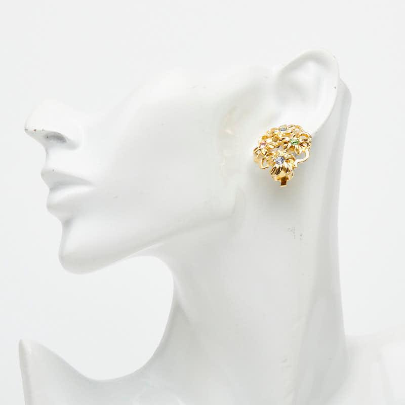 サンローラン ヴィンテージ 花 フラワー イヤリング ゴールド ラインストーン メッキ レディース SAINT LAURENT 【中古】_4