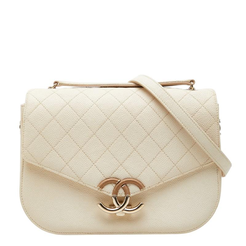 CHANEL ハンドバッグマトラッセ ココマーク　ベージュ　レディース【中古品】 CHANEL（シャネル） マトラッセ ココマーク トップハンドル チェーン