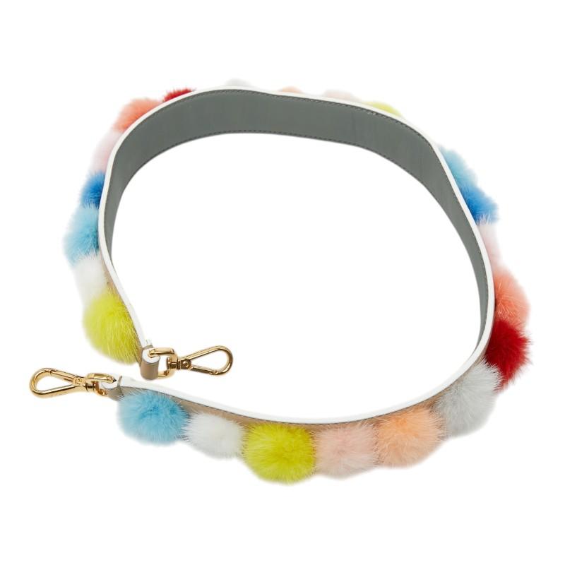 美品 フェンディ ストラップユー ロング ファー レザー チャーム マルチカラー FENDI（フェンディ） ストラップ ユー ショルダーストラップ マルチ