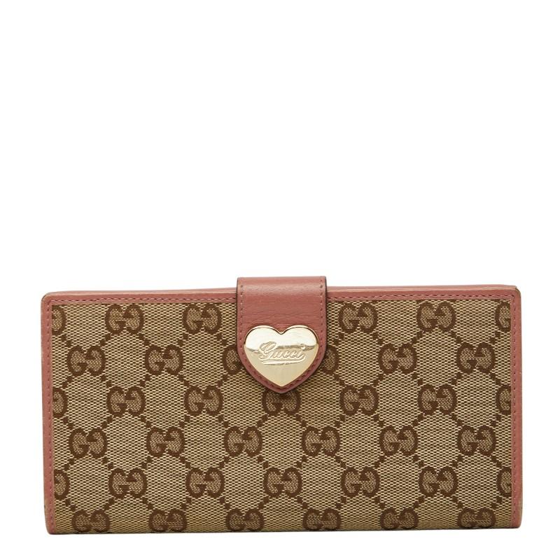 GUCCI（グッチ） GGキャンバス ハート 長財布 203550 ベージュ ピンク