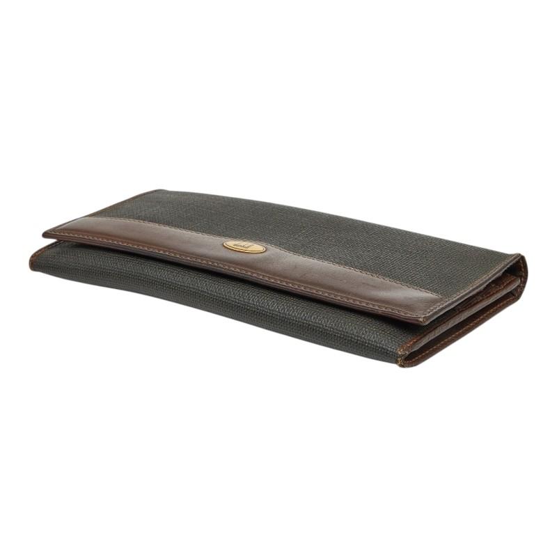 値下げ【美品】dunhill ダークブラウン 長財布 箱付き dunhill（ダンヒル） 長財布 チェック柄 二つ折り 箱付き FD1010B