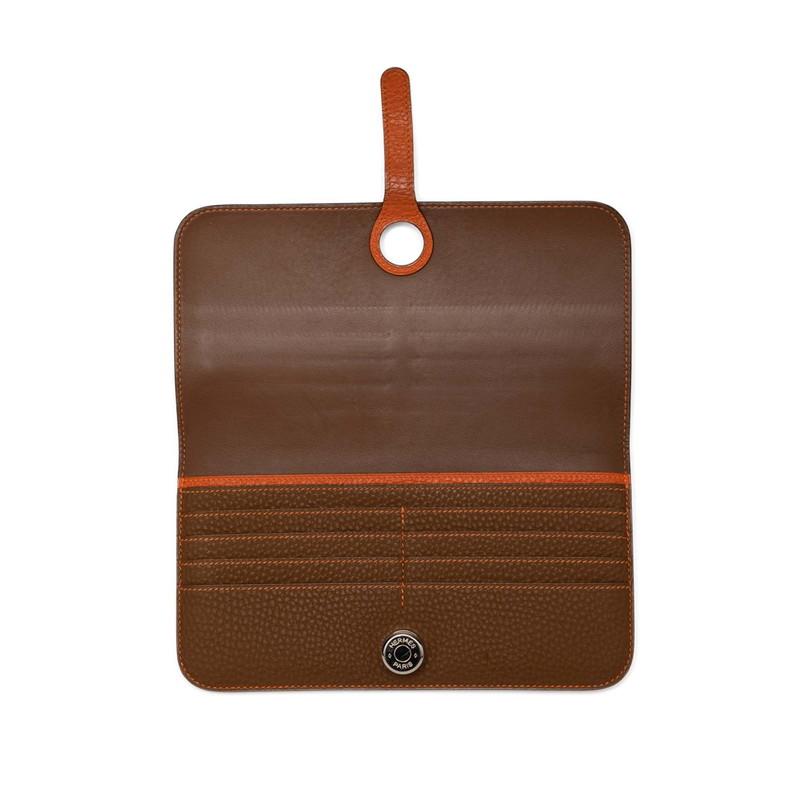 HERMES（エルメス） ドゴン デュオ GM 二つ折り 長財布 ブラウン