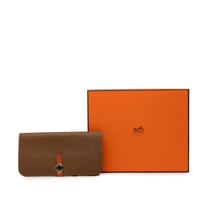 HERMES（エルメス） ドゴン デュオ GM 二つ折り 長財布 ブラウン