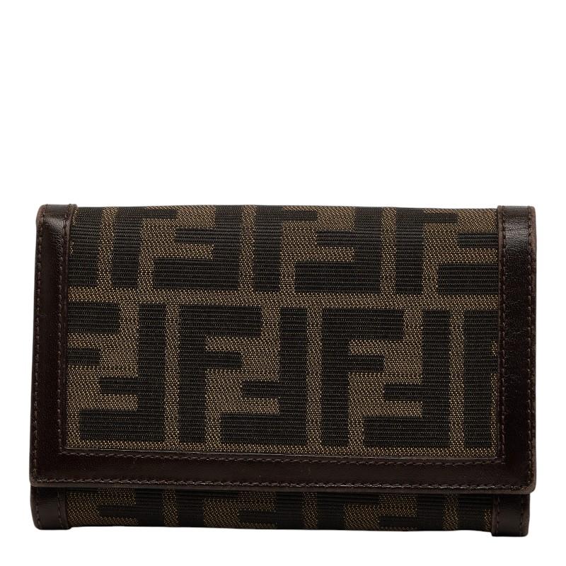 【極美品】FENDI フェンディ ズッカ柄 二つ折り財布 コンパクト 箱付き 茶 FENDI（フェンディ） ズッカ 二つ折り財布 2266 31052 008 ブラウン