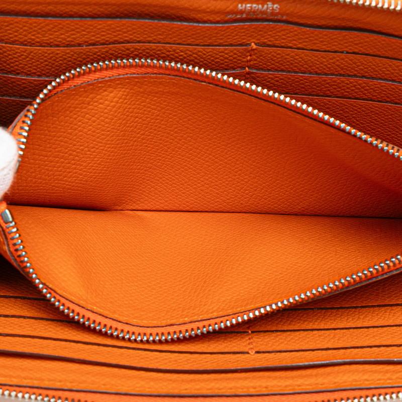 エルメス アザップ ロング ラウンドファスナー 長財布 オレンジ系 ヴォーエプソン レディース HERMES 【中古】 HERMES（エルメス） アザップ ロング ラウンドファスナー 長財布