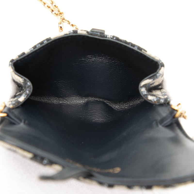 ディオール トロッター サドル ナノ ポーチ チェーン ポシェット ショルダーバッグ ネイビー ベージュ キャンバス Dior 【中古】 ディオール トロッター サドル ナノ ポーチ チェーン ポシェット