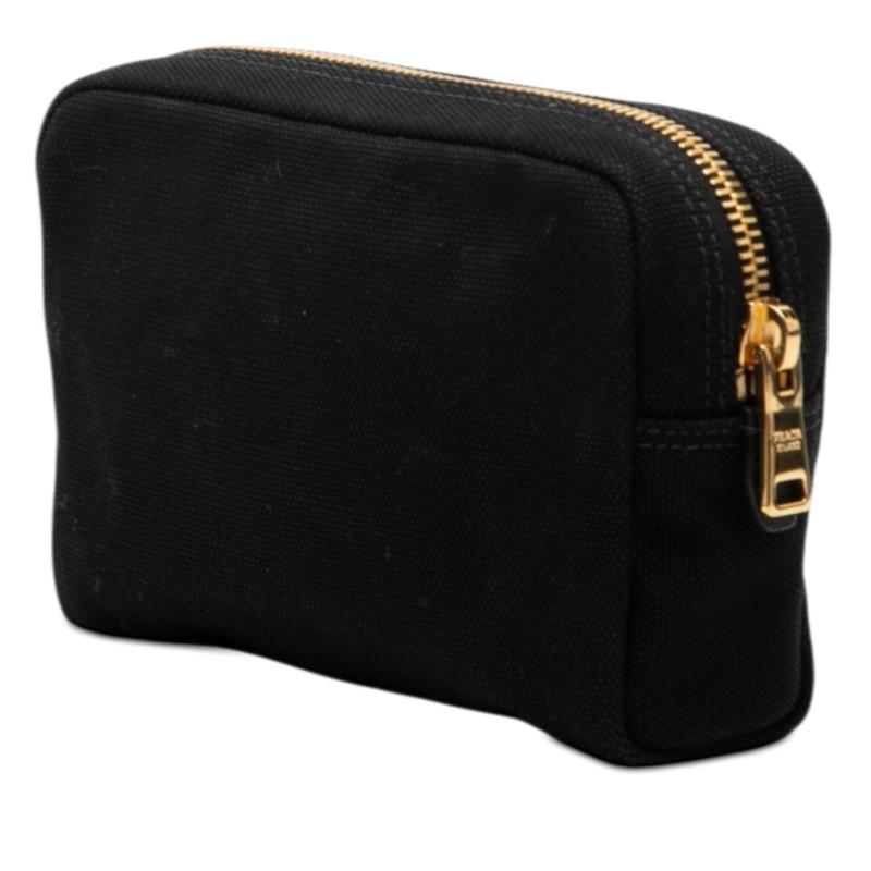 PRADA（プラダ） ロゴ カナパ ミニ ポーチ 小物入れ 1NA021 ブラック 