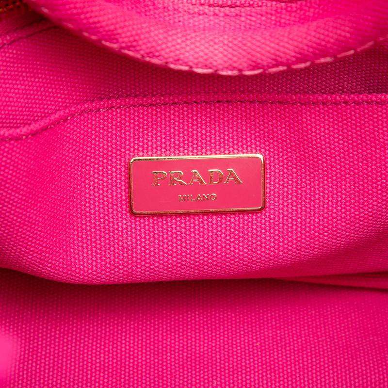 【PRADA】カナパミニ　2wayバッグ　トートバッグ　三角ロゴプレート　ピンク PRADA（プラダ） 三角ロゴプレート カナパミニ ハンドバッグ