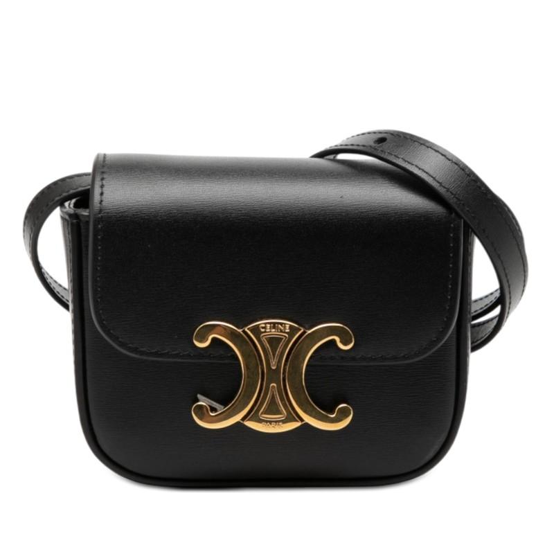 美品■セリーヌ トリオンフ ショルダーバッグ ポシェット クロスボディ ブラック CELINE（セリーヌ） トリオンフ ミニ クロード 斜め掛け ショルダー