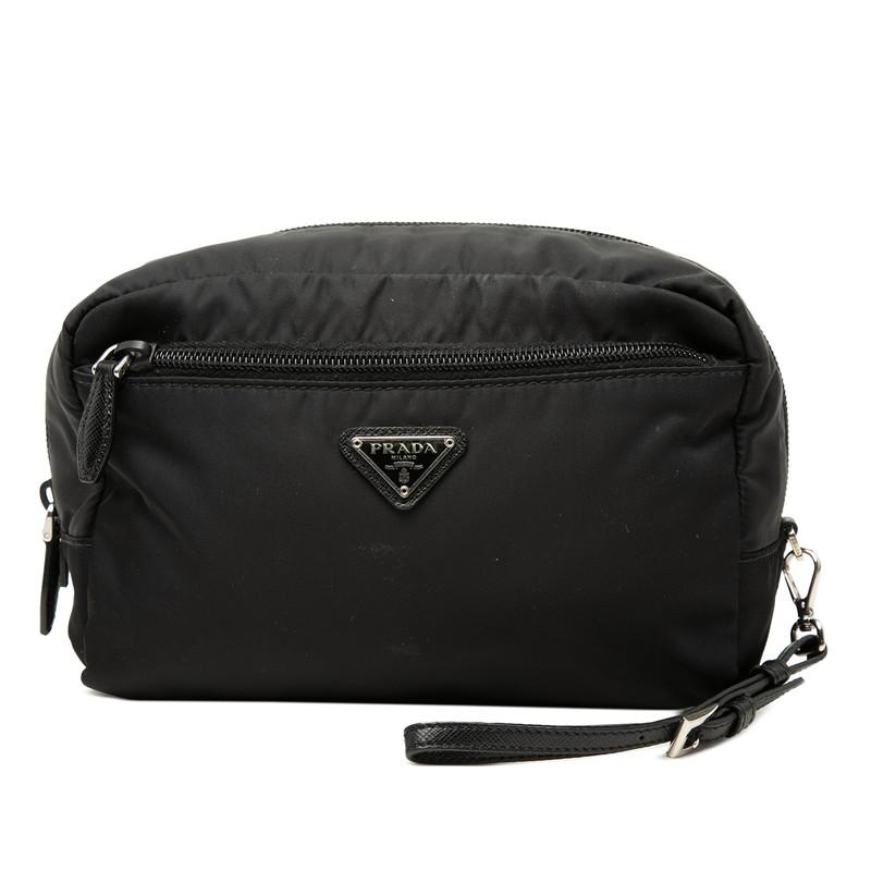 PRADA（プラダ） 三角ロゴプレート ポーチ 1NE393 ブラック ナイロン