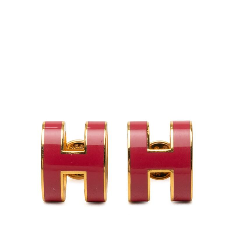 HERMES（エルメス） ポップH スタッド Hピアス ゴールド ピンク系