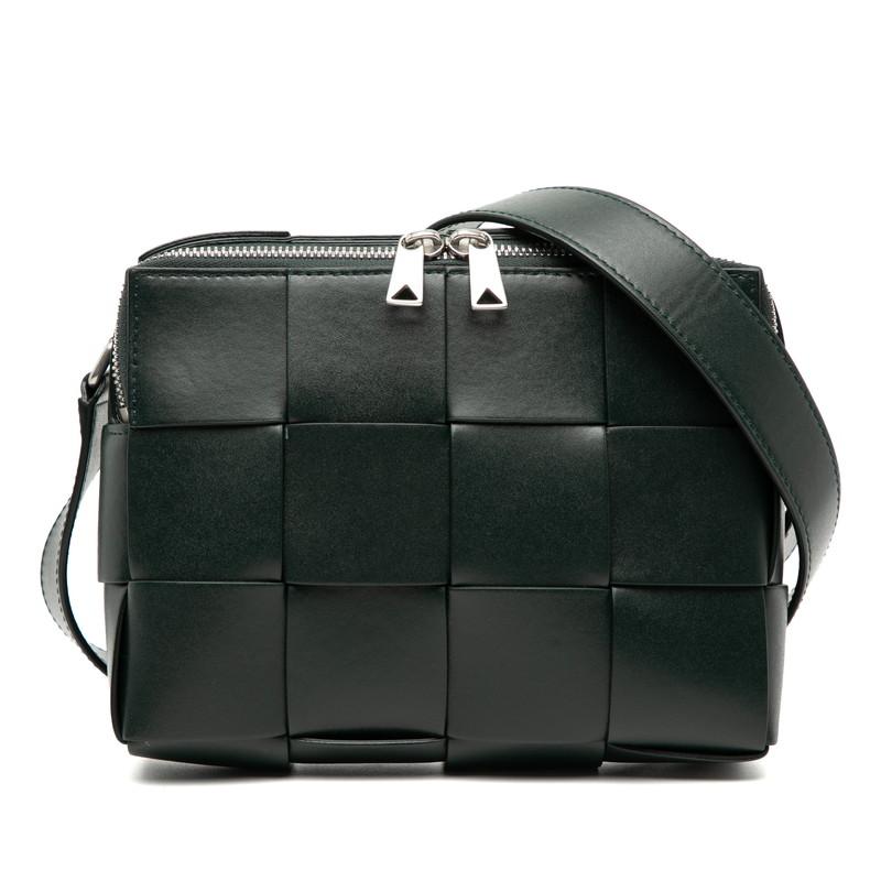 ボッテガ ・ヴェネタ マキシイントレチャート カセット ブラック バッグ ショルダーバッグ レディース【中古】 ボッテガヴェネタ マキシイントレチャート カセット 斜め掛け