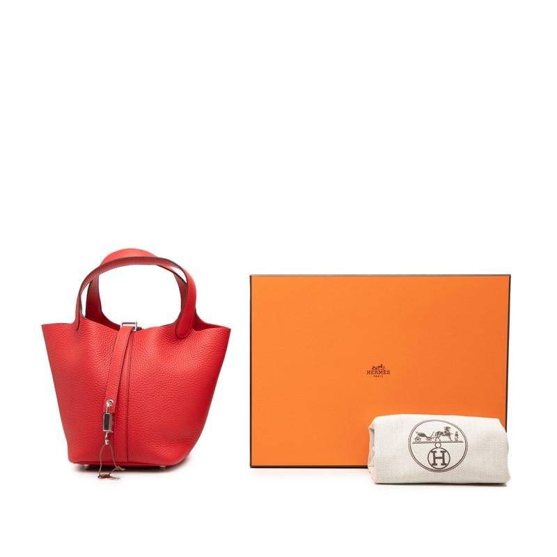 HERMES（エルメス） ピコタンロックPM ハンドバッグ レッド系 シルバー