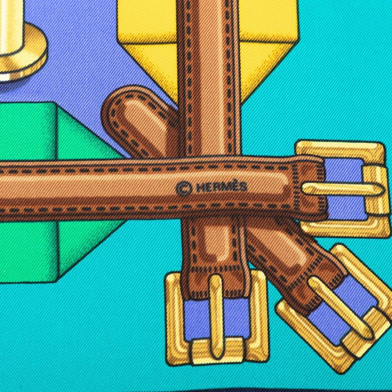 エルメス　HERMES　スカーフ　Les Sangles　サングル　サスペンダー HERMES（エルメス） カレ90 Les Sangles サングル スカーフ ネイビー