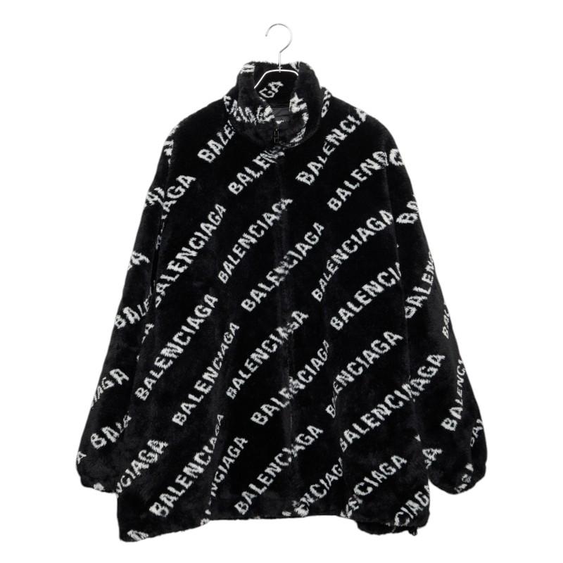 バレンシアガ ロゴ ボア フリース ジャケット ジップアップ アウター サイズ:46 596185 アクリル メンズ BALENCIAGA 【253-72927】 BALENCIAGA（バレンシアガ） ロゴ ボア フリース ジャケット ジップ