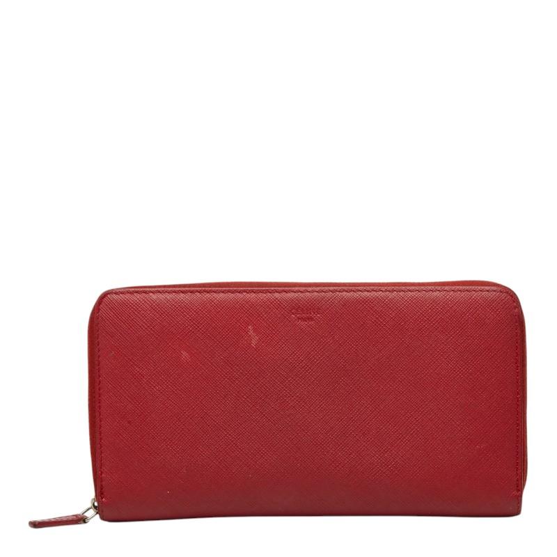 CELINE（セリーヌ） ラウンドファスナー 長財布 レッド レザー