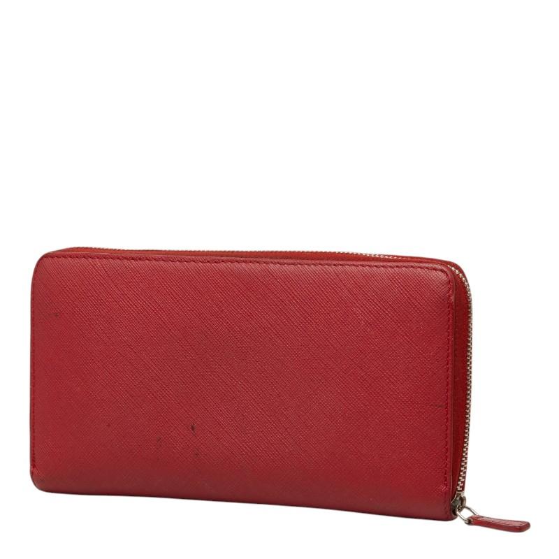 CELINE（セリーヌ） ラウンドファスナー 長財布 レッド レザー