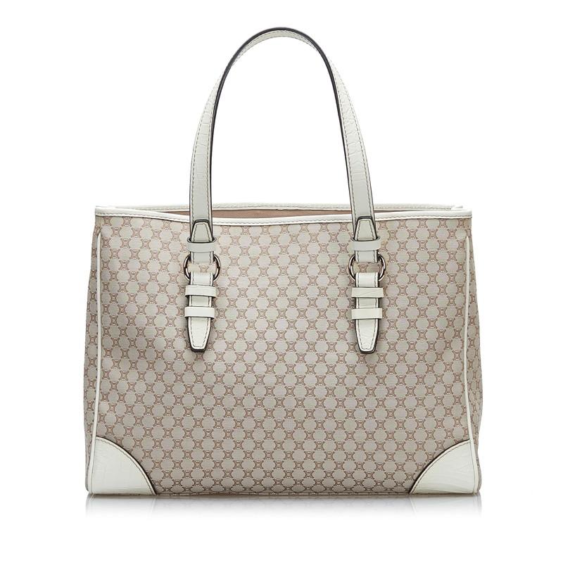 ☆☆CELINE セリーヌ マカダム ショルダーバッグ ベージュ トートバッグ PVC×レザー CELINE（セリーヌ） マカダム トートバッグ ショルダーバッグ ベージュ