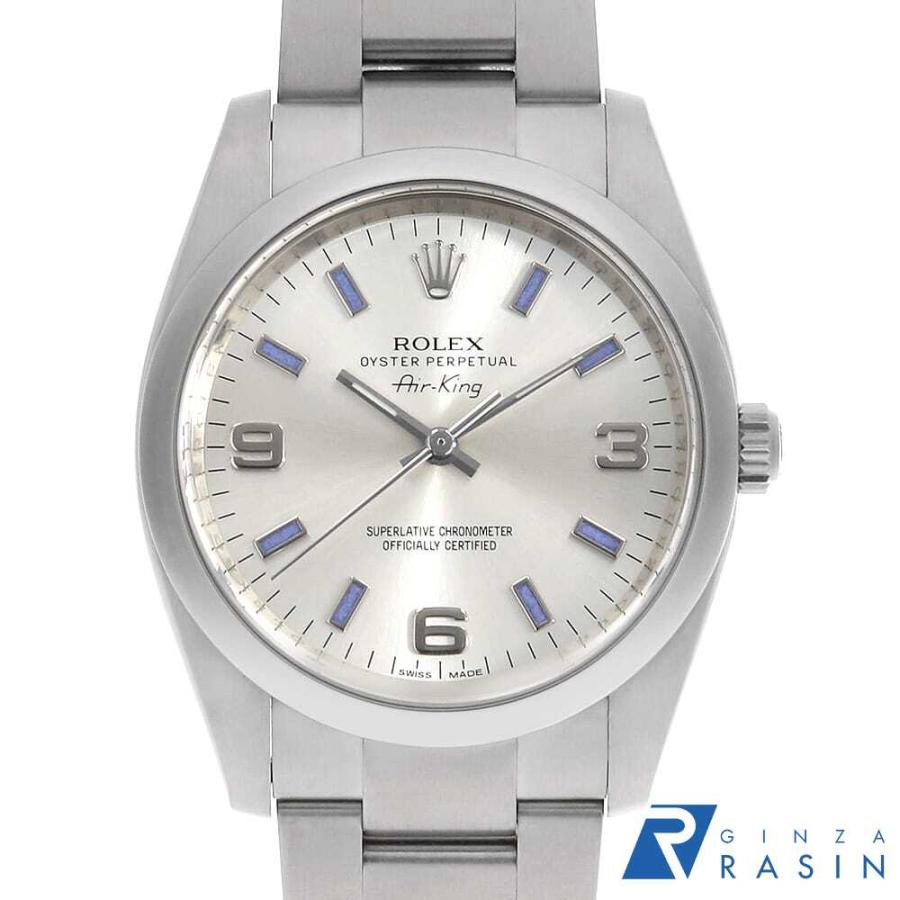 ロレックス エアキング 114200 シルバー 369ブルーバー ランダム番 メンズ 中古 腕時計 ROLEX（ロレックス） エアキング 114200 シルバー 369ブルーバー