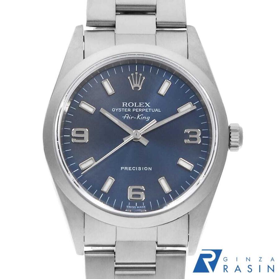 ロレックス エアキング 14000 ブルー トロピカル 369ホワイトバー P番 メンズ 中古 腕時計 ROLEX（ロレックス） エアキング 14000 ブルー トロピカル 369ホワイト