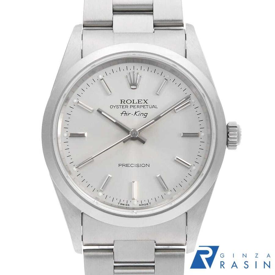 ロレックス エアキング 14000 シルバー バー 3列 オイスターブレス U番 メンズ 中古 腕時計 ROLEX（ロレックス） エアキング 14000 シルバー バー 3列 オイスター