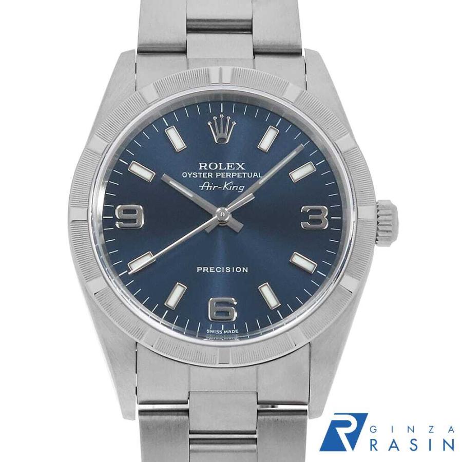 ロレックス エアキング 14010 ブルー 369ホワイトバー A番 メンズ 中古 腕時計 ROLEX（ロレックス） エアキング 14010 ブルー 369ホワイトバー A番