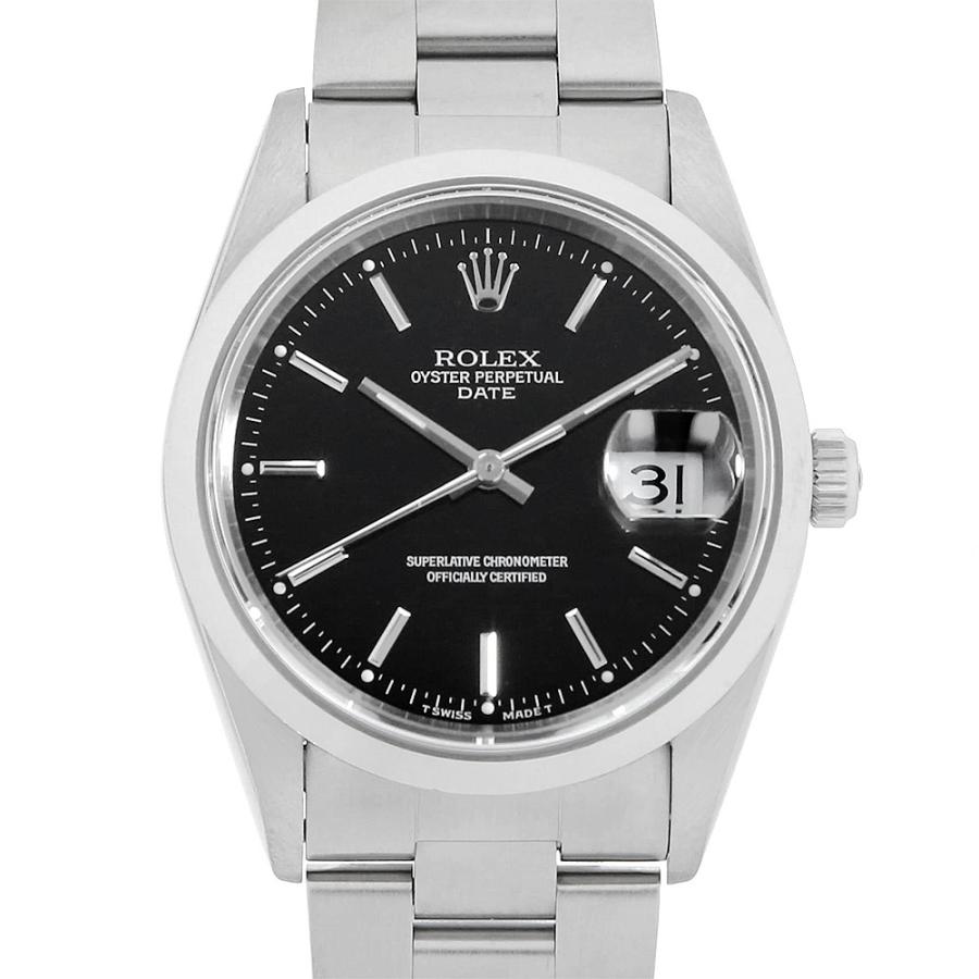 2022年新作 60回払いまで無金利 ロレックス オイスターパーペチュアル デイト 15200 ブラック/バー T番 中古 メンズ 腕時計 腕時計