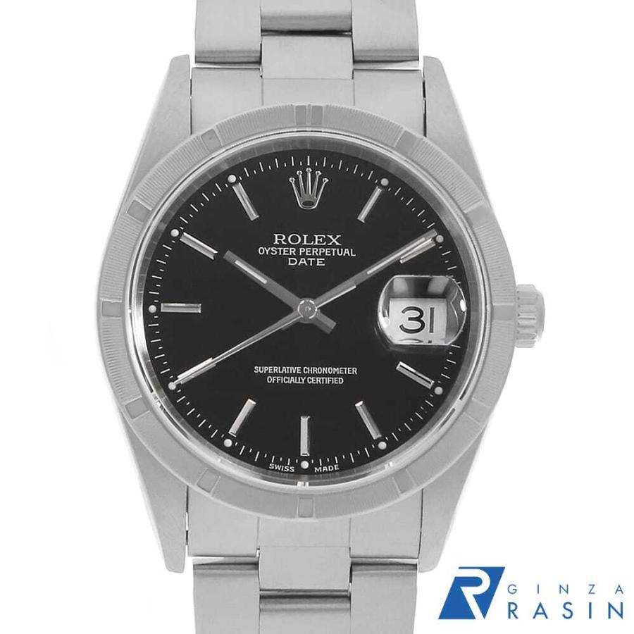 ロレックス オイスターパーペチュアル デイト 15210 ブラック バー K番 メンズ 中古 腕時計 ROLEX（ロレックス） オイスターパーペチュアル デイト 15210 ブラック