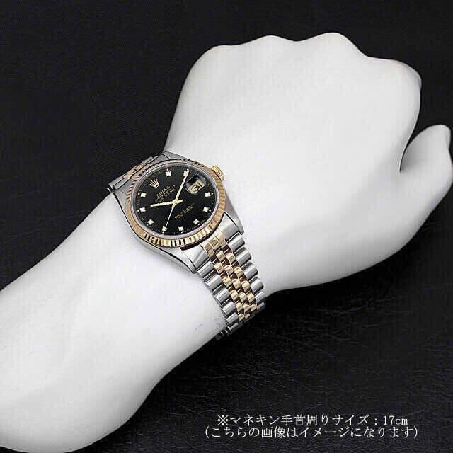【ご予約品】ロレックス デイトジャスト 10Pダイヤ 16233G ブラック X番 中古 メンズ 腕時計｜ginzarasin｜05