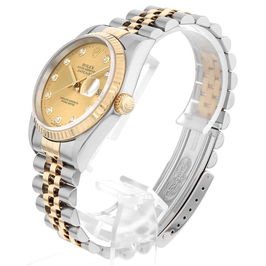 ロレックス デイトジャスト 10Pダイヤ　 16233G シャンパン P番 中古 メンズ 腕時計｜ginzarasin｜02