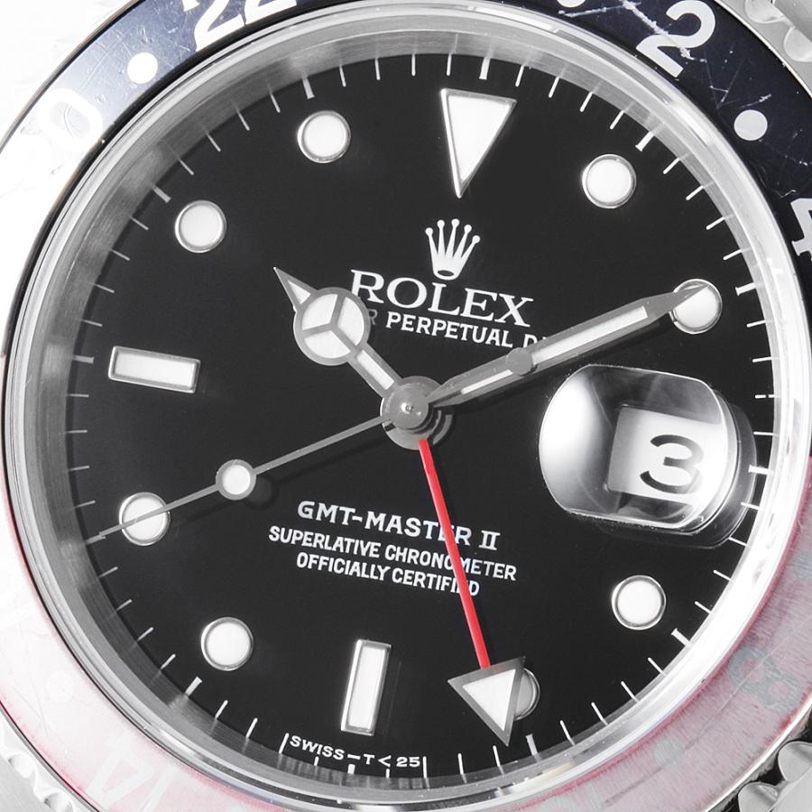 ロレックス GMTマスターII 赤黒ベゼル 16710 ブラック U番 中古 メンズ 腕時計｜ginzarasin｜06