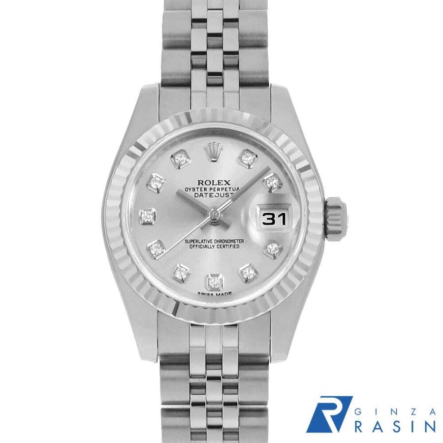 ロレックス デイトジャスト 10Pダイヤ 179174G シルバー ランダム番 レディース 中古 腕時計 ROLEX（ロレックス） デイトジャスト 10Pダイヤ 179174G シルバー