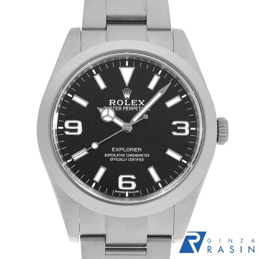 ロレックス エクスプローラーI 後期型 ホワイト369 214270 ブラック ランダム番 メンズ 中古 腕時計 ROLEX（ロレックス） エクスプローラーI 後期型 ホワイト369 214270