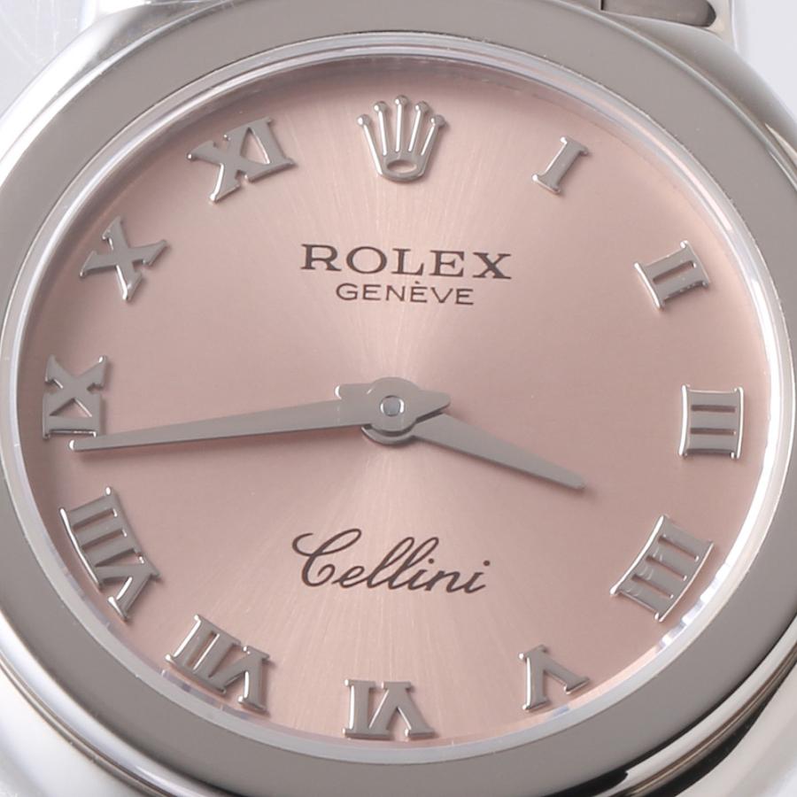 ロレックス チェリーニ レディース時計 ライトピンク Cellini 6621/9(M) 箱 保証書 K18WG/革 レディース時計 ピンク 仕上げ済 2007年 美品 【中古】 ROLEX - ロレックス チェリーニ レディース時計 ライトピンク Cellini