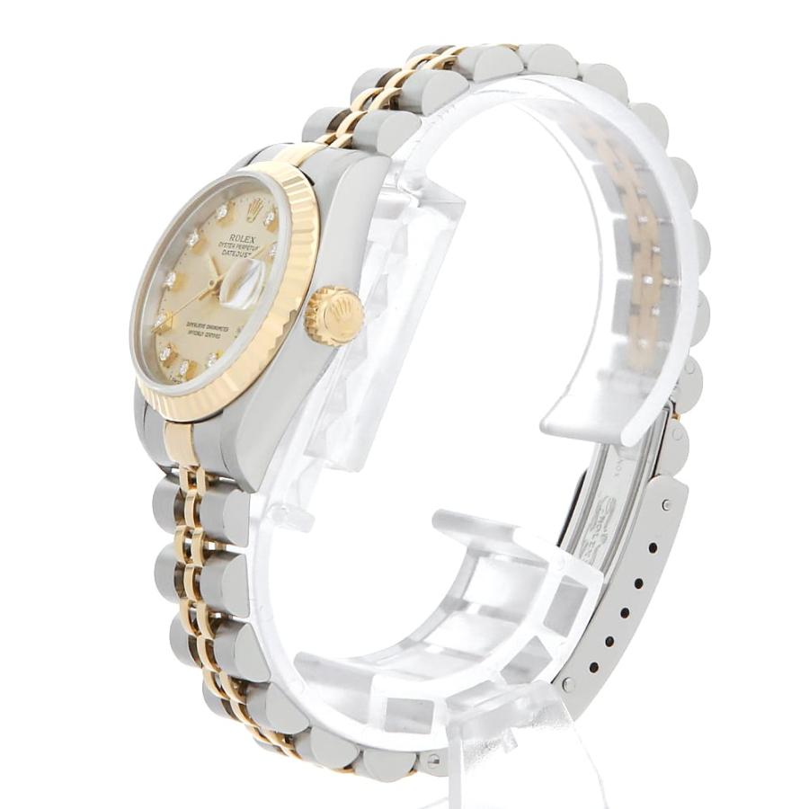 ​【純正・4コマ】ロレックス 69173 デイトジャスト レディース YG/SS ROLEX（ロレックス） デイトジャスト 10Pダイヤ 69173G シャンパン W番
