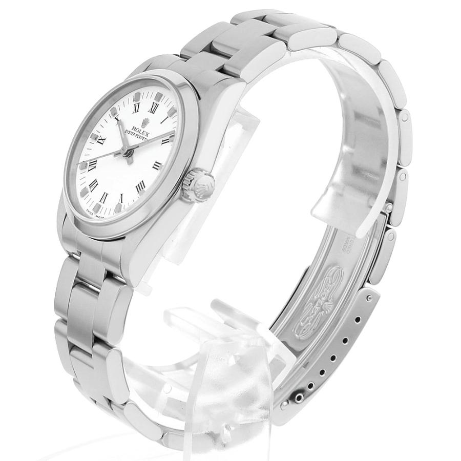 ガラスケース付き置時計 ローマ数字 ROLEX（ロレックス） オイスターパーペチュアル 77080 ホワイト