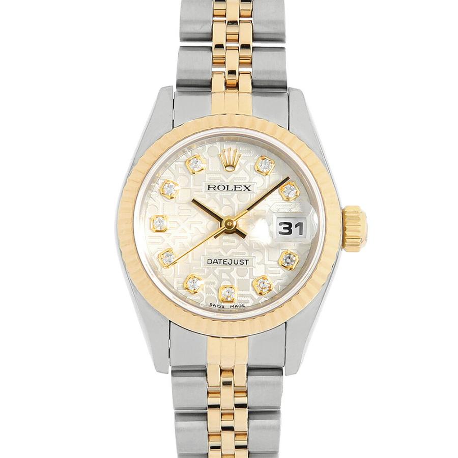 ロレックス デイトジャスト 10Pダイヤ 79173G シルバー 彫りコンピューター F番 レディース 中古 腕時計 ROLEX（ロレックス） デイトジャスト 10Pダイヤ 79173G シルバー