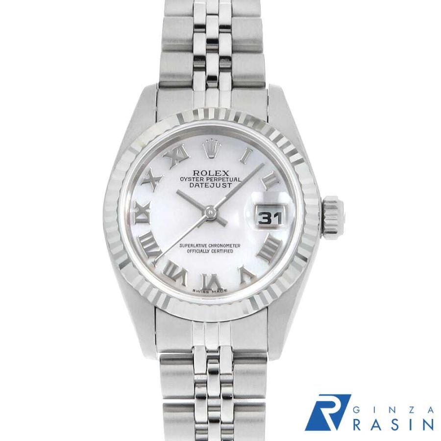 ロレックス デイトジャスト 79174NR ピンクシェル ローマ F番 レディース 中古 腕時計 ROLEX - ロレックス デイトジャスト 79174NR ピンクシェル ローマ F番