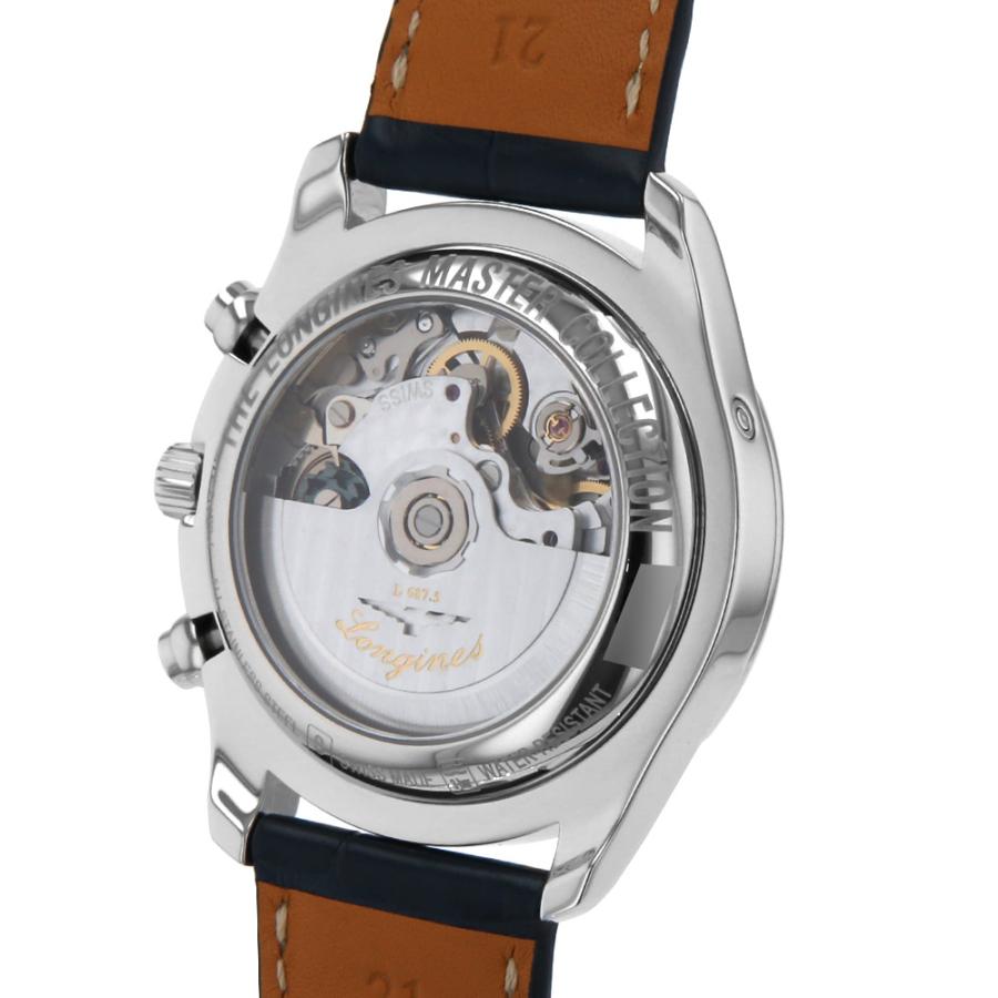 内部点検済 LONGINES ロンジン マスターコレクション クロノグラフ L2.673.4 30m防水 トリプルカレンダー ムーンフェイズ 裏スケ シルバー SS ステンレス 純正ベルト 純正尾錠 メンズ 自動巻き【6ヶ月保証】【腕時計】【中古】 LONGINES（ロンジン） マスターコレクション クロノグラフ トリプル