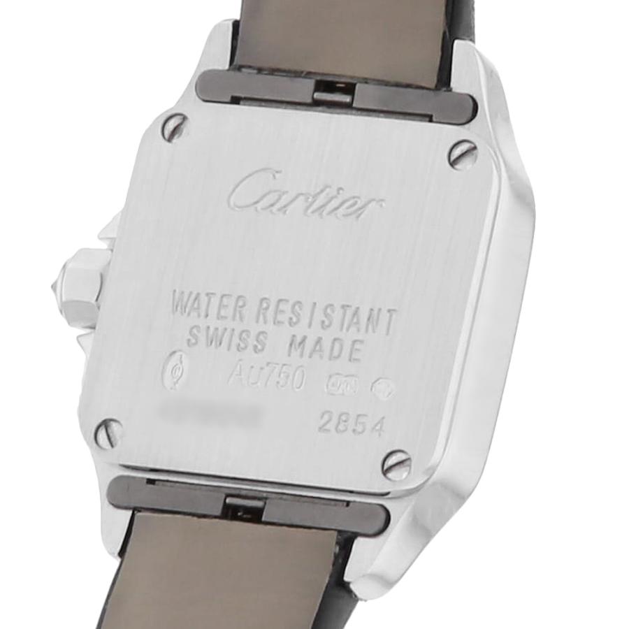 カルティエ Cartier 腕時計 サントス ミニ ドゥモワゼル WF902005 ダイヤベゼル スクエア ホワイト文字盤 ブラック アリゲーター レザーベルト K18WG クオーツアナログ 【中古】 Cartier（カルティエ） ミニサントス ドゥ モワゼル ダイヤ WF902005