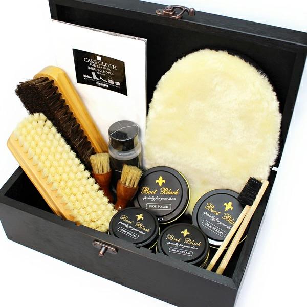 直営店限定 送料無料 靴磨きセット コロンブス ブートブラック ベーシック ハイグレードセット Columbus Boot Black シューケアセット 木箱 シューケアボックス 21超人気 Cx1 Dk
